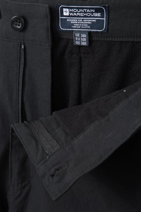 'Trek' Men's Stretch Short Trouser Lightweight Fleece Lined Quick Dry Pants Black - Image 5