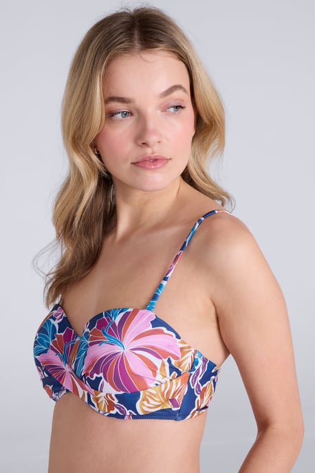 'Docks' Women's Bandeau Bikini Top Chlorine Resistant Removable Straps Swimwear Purple - Image 1