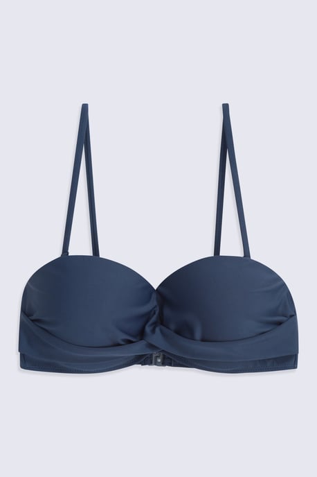 'Docks' Women's Bandeau Bikini Top Chlorine Resistant Removable Straps Swimwear Dark Blue - Image 5