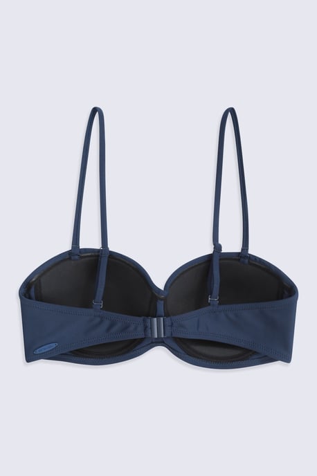 'Docks' Women's Bandeau Bikini Top Chlorine Resistant Removable Straps Swimwear Dark Blue - Image 6