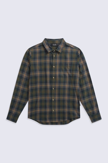 'Cove' Men's Check Flannel Shirt Cotton Buttoned Breathable Top - Image 1