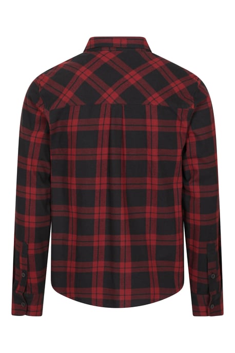 'Trace' Men's Flannel Shirt 100% Cotton Long Sleeve Everyday Casual Winter Top Dark Red - Image 3