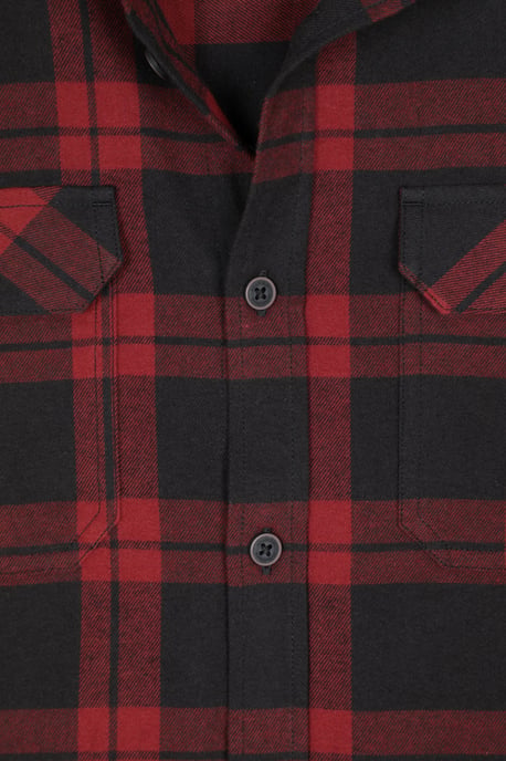 'Trace' Men's Flannel Shirt 100% Cotton Long Sleeve Everyday Casual Winter Top Dark Red - Image 4
