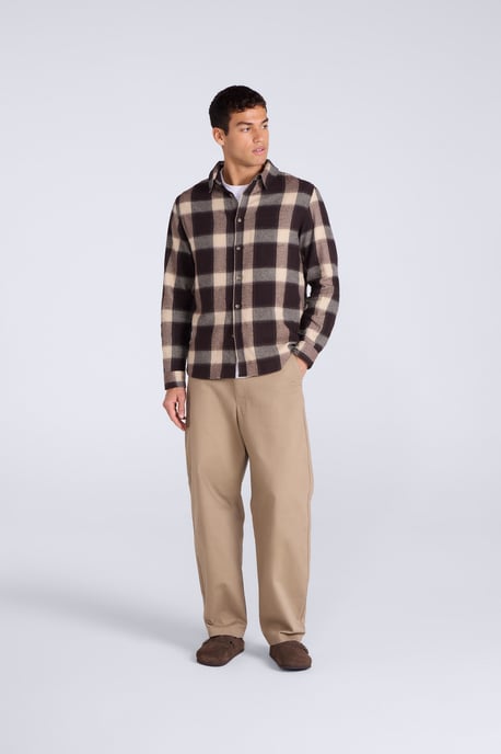 'Cove' Men's Check Flannel Shirt Cotton Buttoned Breathable Top Grey - Image 2