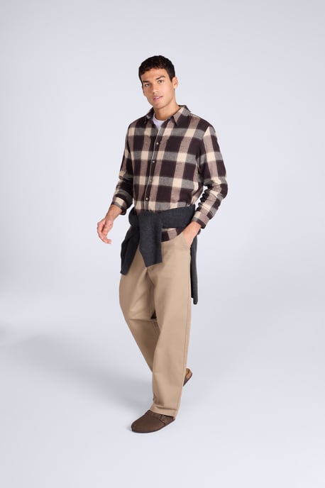 'Cove' Men's Check Flannel Shirt Cotton Buttoned Breathable Top Grey - Image 3