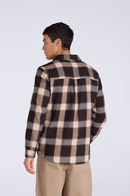 'Cove' Men's Check Flannel Shirt Cotton Buttoned Breathable Top Grey - Image 4