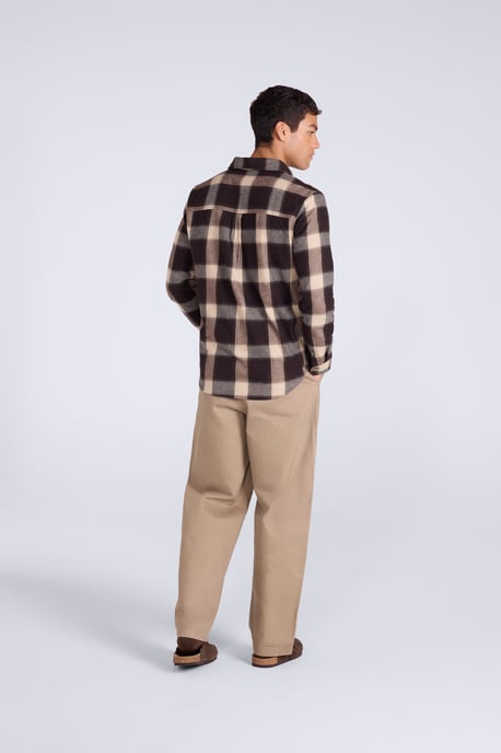'Cove' Men's Check Flannel Shirt Cotton Buttoned Breathable Top Grey - Image 5