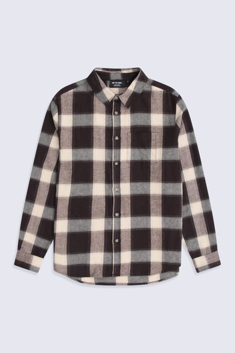 'Cove' Men's Check Flannel Shirt Cotton Buttoned Breathable Top Grey - Image 6