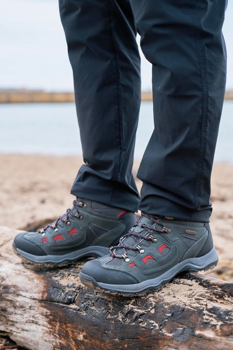 'Adventurer' Men's IsoDry Boots Cushioned Footbed Breathable Waterproof Hiking Shoes Grey - Image 1