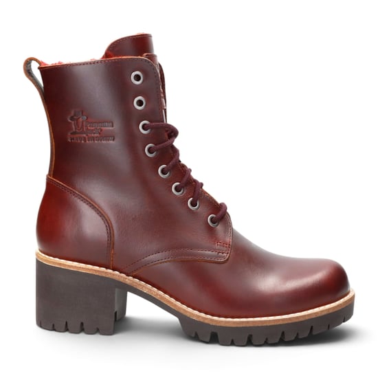Panama Jack Waterdichte Warme Veterlaarzen van Bordeauxrood Leer voor Dames - Padma B25 - Image 1