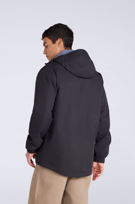 'Pace' Men's Waterproof Jacket with Adjustable Hood & Cuffs Packable Coat Black - Image 3