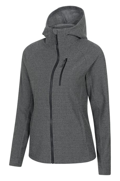 'Grid' Women's Hooded Midlayer Jacket Breathable Active Outdoor Full Zip Top Black - Image 2
