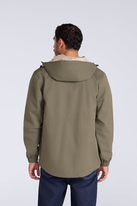 'Pace' Men's Waterproof Jacket with Adjustable Hood & Cuffs Packable Coat Forest Green - Image 3