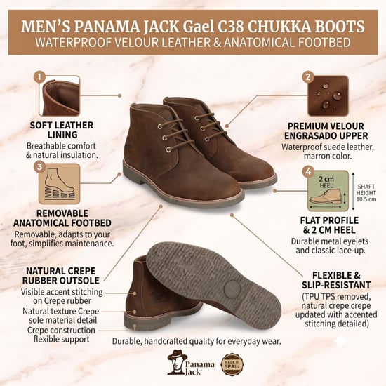 Panama Jack Waterdichte Desert Boots met Veters van Bruin Leer voor Heren - Gael C38 - Image 2