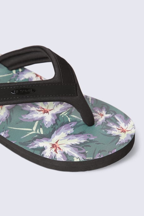 'Jekyl' Men's Flip Flops with Soft Padded Upper straps Slip-on Beach Sandals Outdoors Dark Green - Image 5