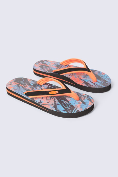'Jekyl' Kids Flip Flops Slip On Lightweight Comfortable Walking Beach Slippers Orange - Image 1