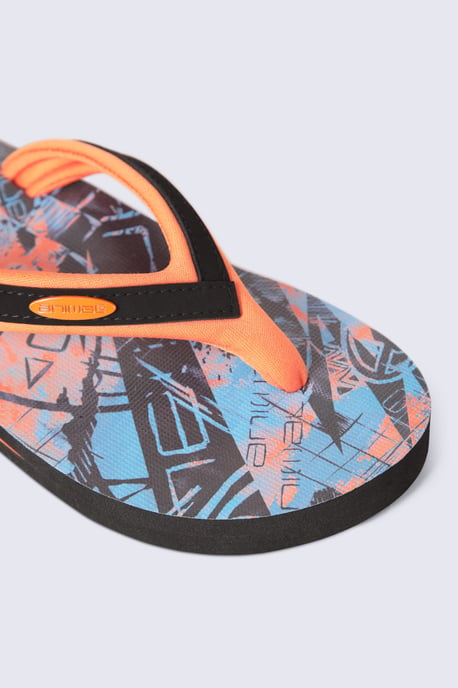 'Jekyl' Kids Flip Flops Slip On Lightweight Comfortable Walking Beach Slippers Orange - Image 5