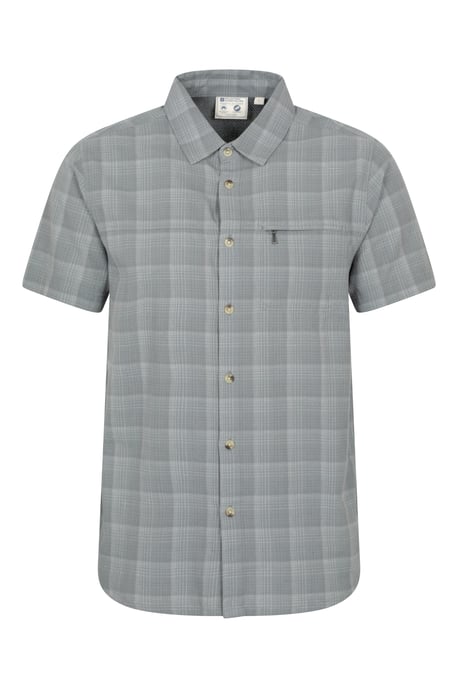 'Holiday' Men's Cotton Shirt Buttoned Breathable Summer Top Dark Grey - Image 1