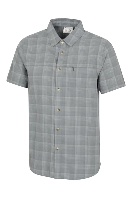 'Holiday' Men's Cotton Shirt Buttoned Breathable Summer Top Dark Grey - Image 2