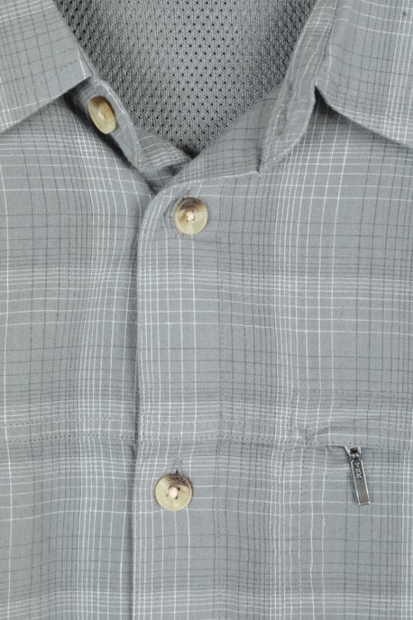 'Holiday' Men's Cotton Shirt Buttoned Breathable Summer Top Dark Grey - Image 4