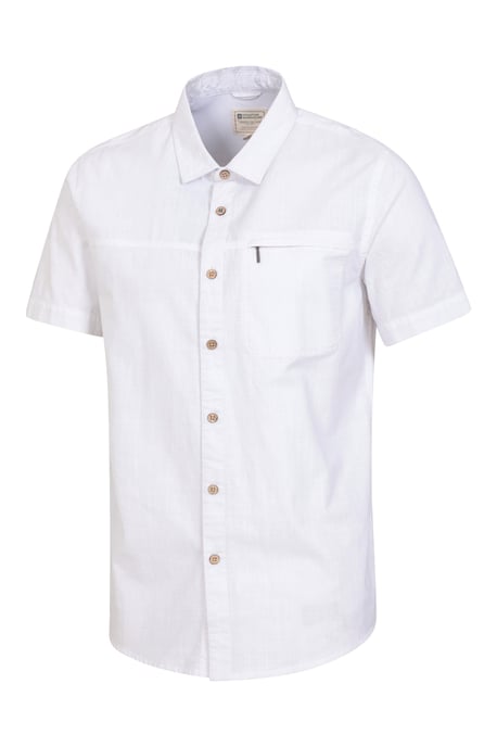 Coconut Slub Texture Men's Short Sleeve Shirt 100% Cotton Zip Chest Pocket Everyday Wear Top - Image 2