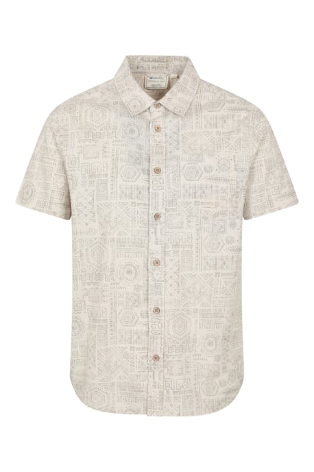 'Preston Illustration' Men's Shirt Breathable Summer Holiday Top Beige - Image 6