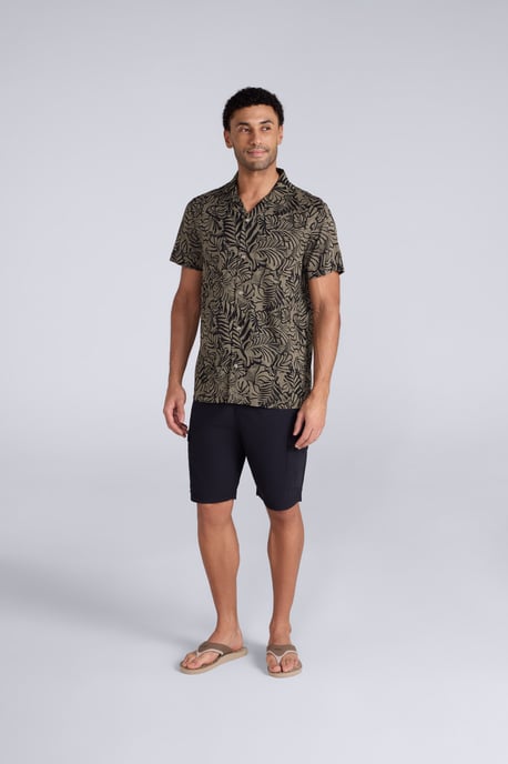 'Will' Men's Cotton Shirt Floral Printed Breathable Summer Top Black - Image 2