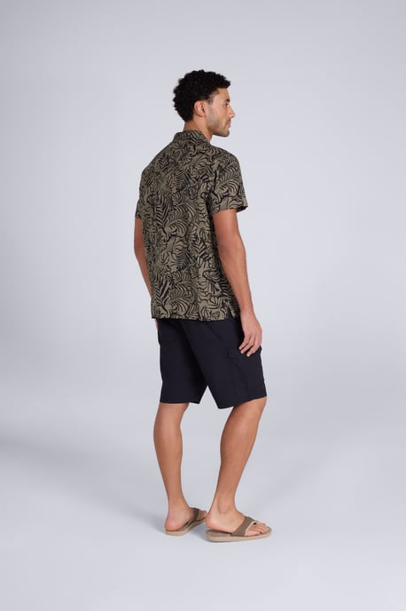 'Will' Men's Cotton Shirt Floral Printed Breathable Summer Top Black - Image 4