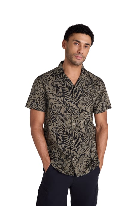 'Will' Men's Cotton Shirt Floral Printed Breathable Summer Top Black - Image 5