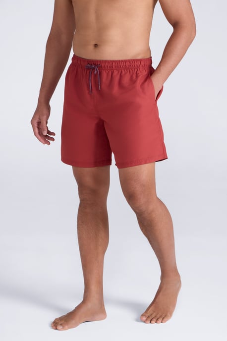 'Aruba' Men's Swim Shorts Quick Dry Drawcord Fastening Summer Holiday Swimwear Rust - Image 2