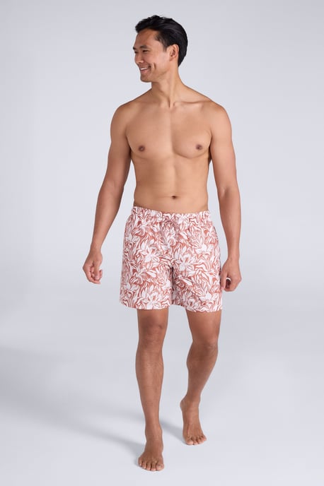 'Aruba' Men's Printed Swim Shorts Drawstring Quick Drying Swimming Trunks Orange - Image 3