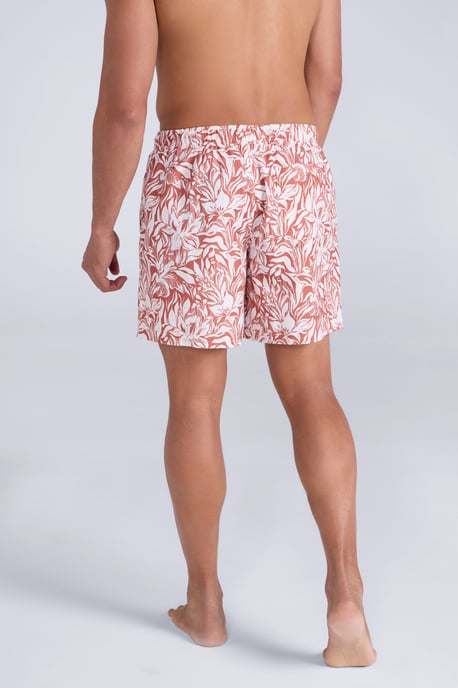 'Aruba' Men's Printed Swim Shorts Drawstring Quick Drying Swimming Trunks Orange - Image 4