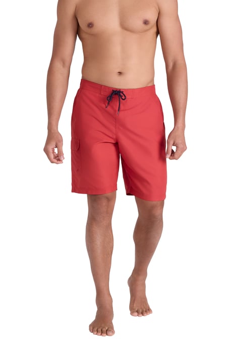 'Ocean' Men's Boardshorts with Adjustable Waist Quick Dry Swimming Trunks Burgundy - Image 1