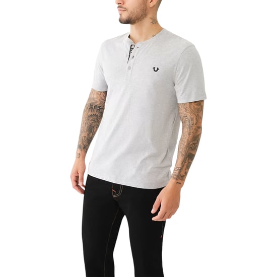 True Religion 108426 Mens Henley T Shirt Short Sleeve Logo Placket Cotton Tee - Image 2