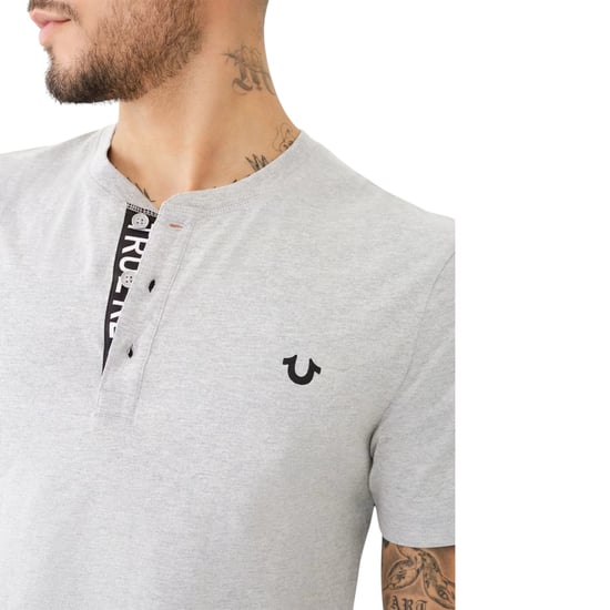 True Religion 108426 Mens Henley T Shirt Short Sleeve Logo Placket Cotton Tee - Image 5