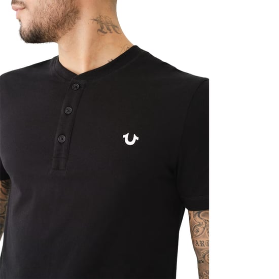 True Religion 108426 Mens Henley T Shirt Short Sleeve Logo Placket Cotton Tee - Image 5