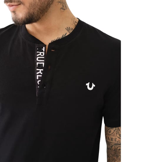 True Religion 108426 Mens Henley T Shirt Short Sleeve Logo Placket Cotton Tee - Image 6