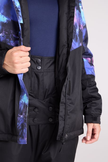 Women's Patterned Ski Jacket and Pants Set Padded Hooded Snowproof Winter Outfit Medium Blue - Image 4