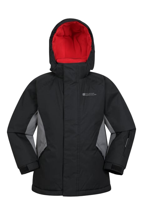 Kids Ski Jacket & Trousers Set Snowproof Fleece Lined Warm Outdoor Ski Outfit Black - Image 2