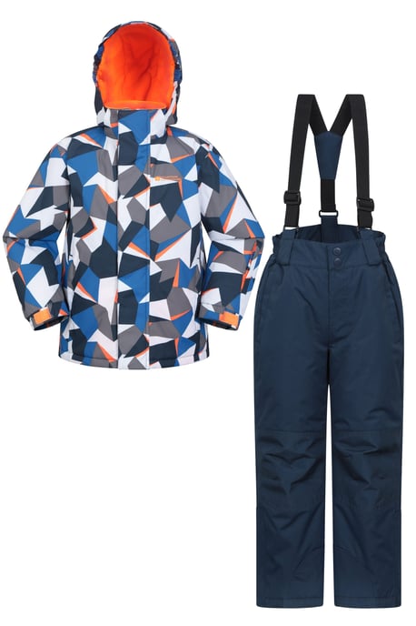 Kids Ski Jacket and Trousers Set Snowproof Fleece Lined Warm Outdoor Ski Outfit Medium Blue - Image 1