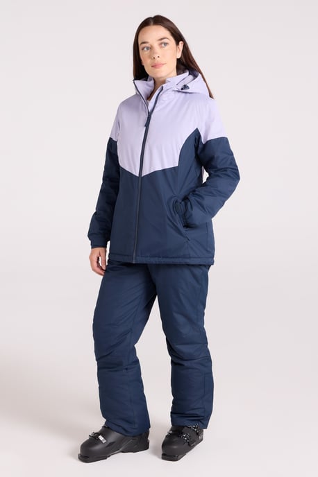 Women's Plain Ski Jacket and Pants Set Insulated Hooded Snowproof Winter Outfit Navy - Image 1