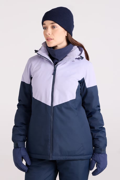 Women's Plain Ski Jacket and Pants Set Insulated Hooded Snowproof Winter Outfit Navy - Image 3