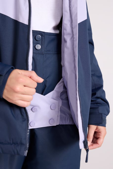 Women's Plain Ski Jacket and Pants Set Insulated Hooded Snowproof Winter Outfit Navy - Image 4