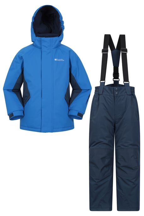 Kids Ski Jacket & Trousers Set Snowproof Fleece Lined Warm Outdoor Ski Outfit Blue - Image 1