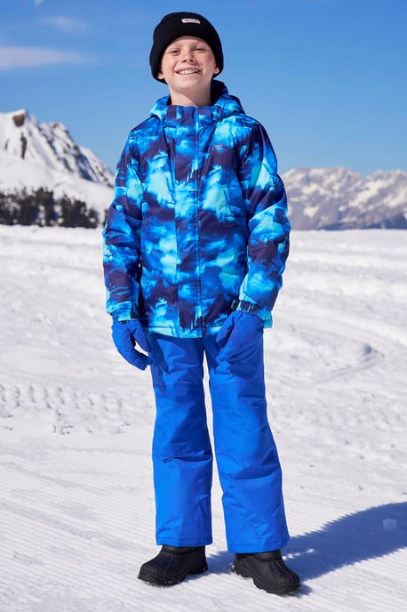 Kids Ski Jacket and Trousers Set Snowproof Fleece Lined Warm Outdoor Ski Outfit Blue/Navy - Image 1