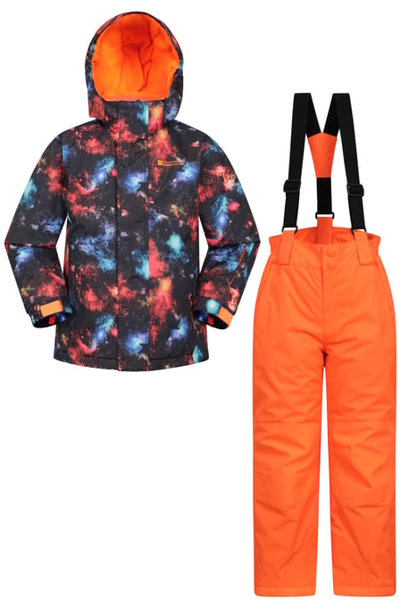 Kids Ski Jacket and Trousers Set Snowproof Fleece Lined Warm Outdoor Ski Outfit Black - Image 1