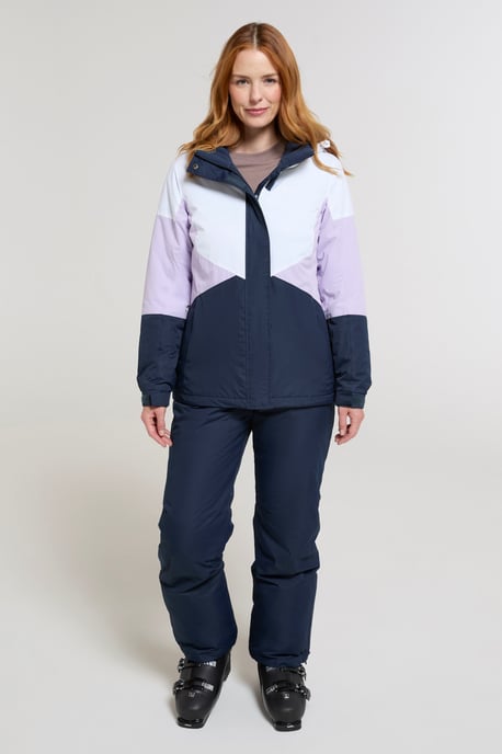 Women's Plain Ski Jacket and Pants Set Insulated Hooded Snowproof Winter Outfit Lilac - Image 2
