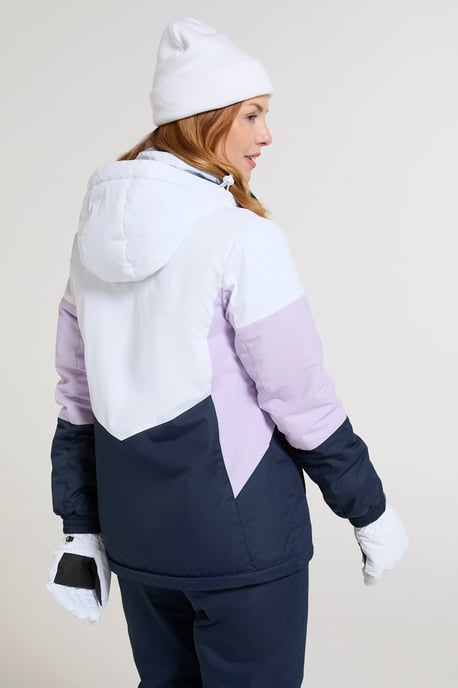 Women's Plain Ski Jacket and Pants Set Insulated Hooded Snowproof Winter Outfit Lilac - Image 4
