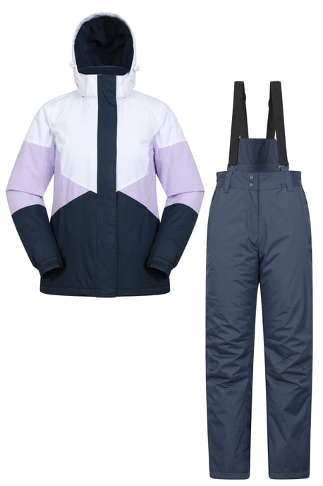 Women's Plain Ski Jacket and Pants Set Insulated Hooded Snowproof Winter Outfit Lilac - Image 6