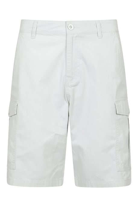 'Lakeside' Mens Twill Cotton Cargo Shorts With Multiple Pockets White - Image 1